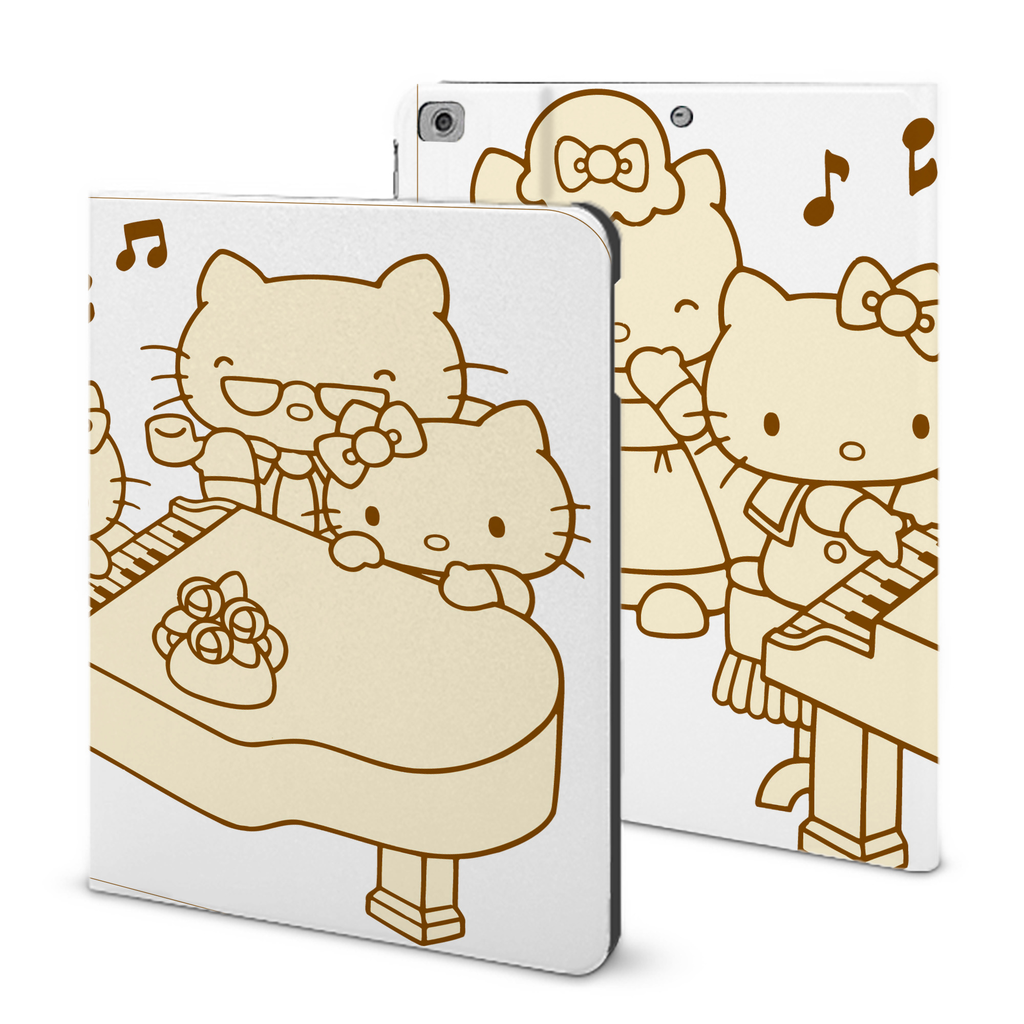 （画像用） Hello Kitty ハローキティ IPad ケース ブック型 PUレザー TPU 耐衝撃 軽量 薄型 ペン収納なし 全面保護 IPad 各モデル対応
